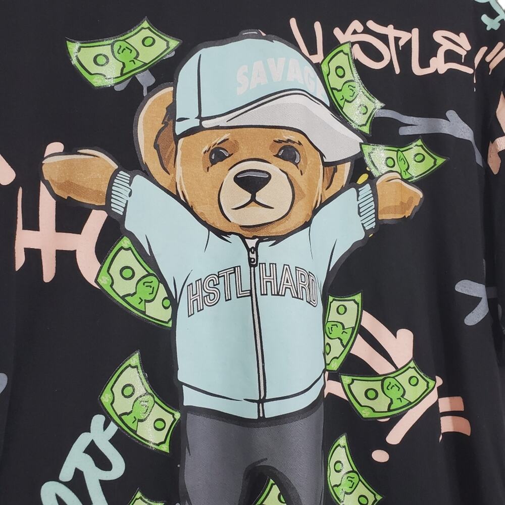 Bailey Apparel | Hustle Hard Bear Colorful Streetwear Tshirt - Picture 2 of 7